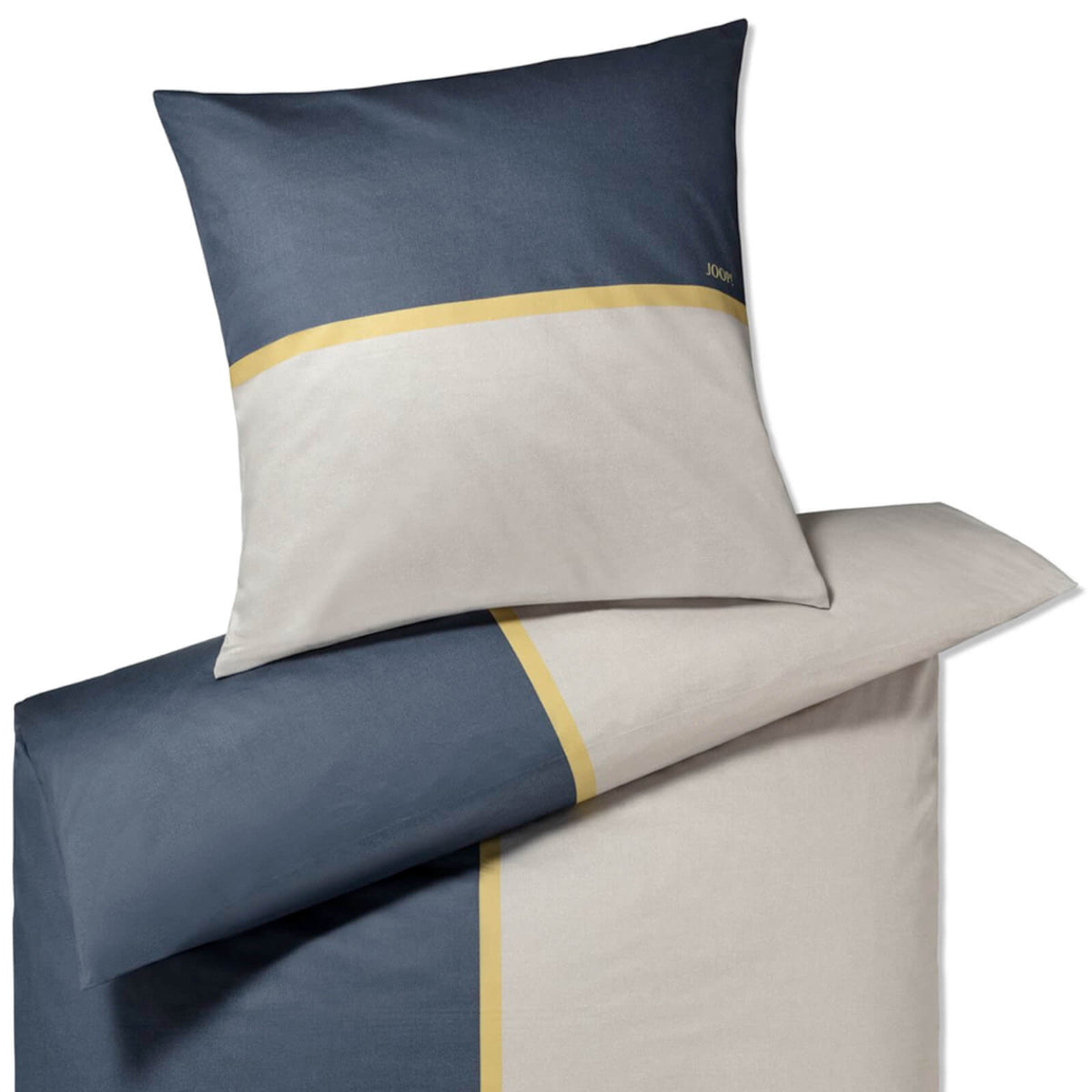 bettwaesche streifen dunkelblau grau beige baumwolle mako satin