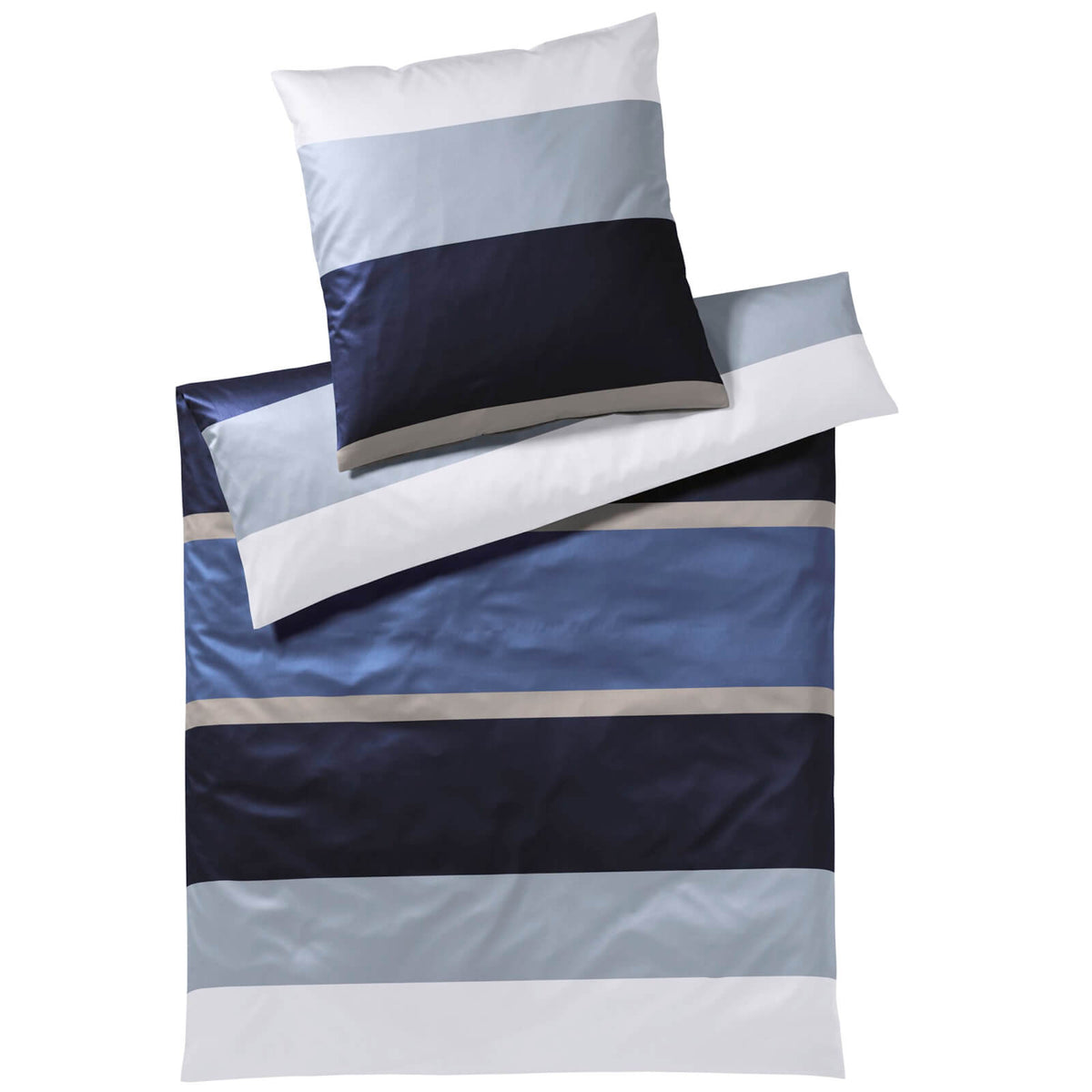 bettwaesche streifen linien blau weiß grau mako satin