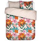 bettwaesche blumen blaetter beige bunt bio baumwolle perkal
