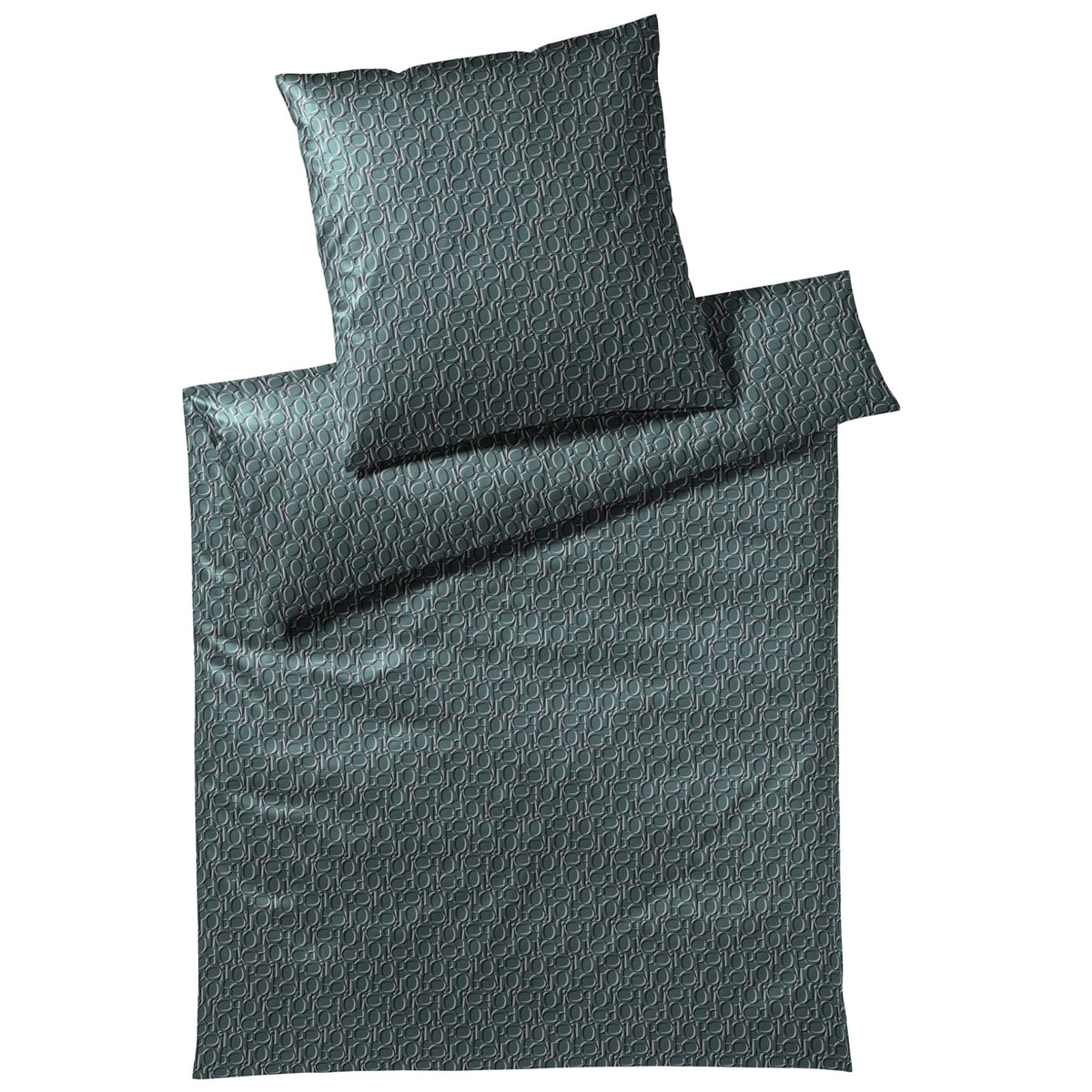 bettwaesche schriftzuege gruen mako satin