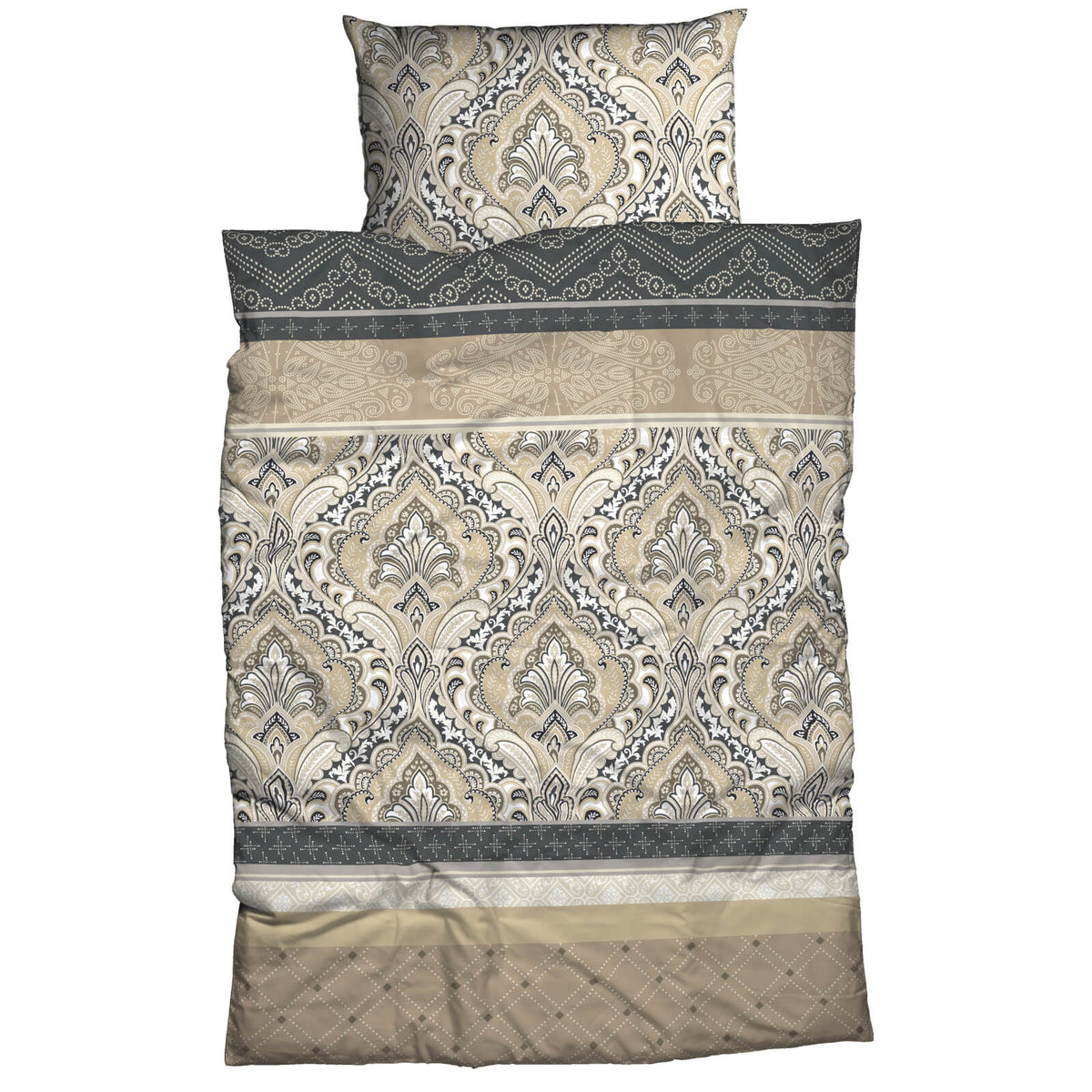 bettwaesche mandala gemustert biber beige anthrazit