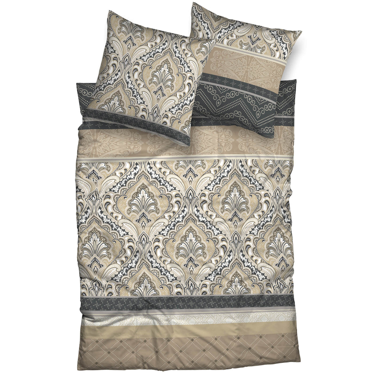 bettwaesche mandala gemustert biber beige anthrazit