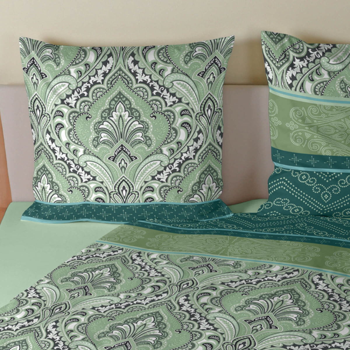 bettwaesche mandala gemustert satin salbei