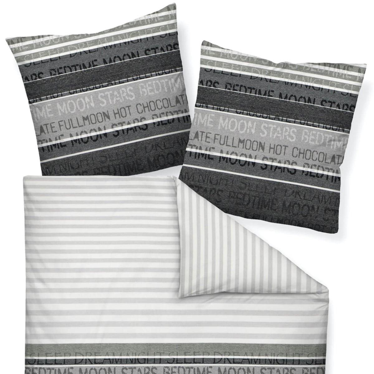 bettwaesche janine gestreift buchstaben mako satin