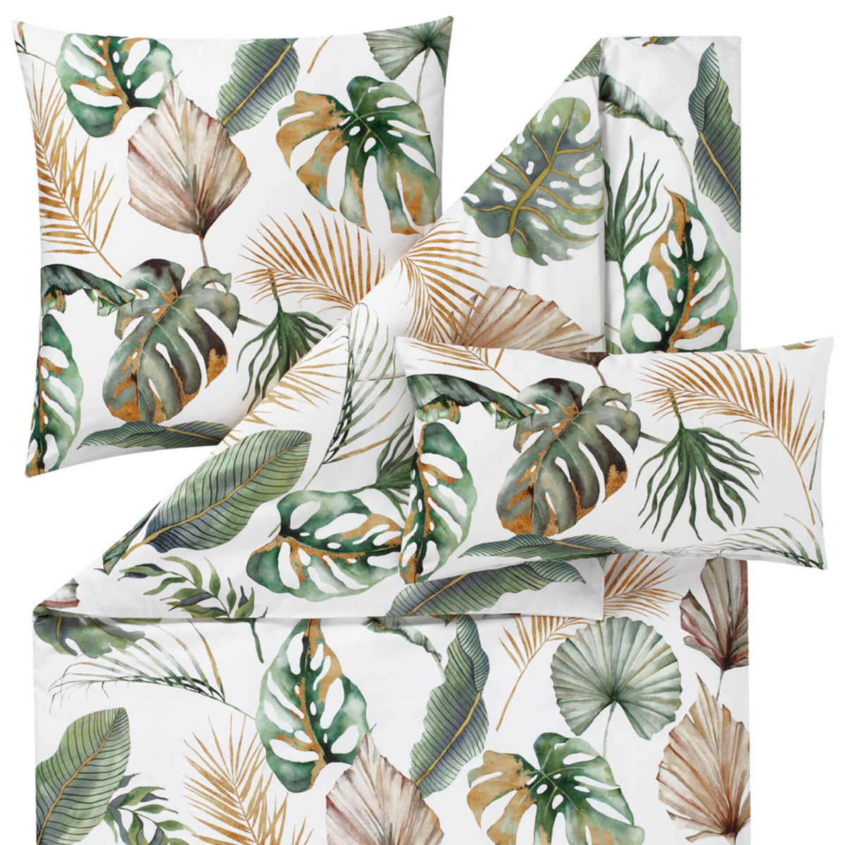 bettbezug kissenbezug blatt monstera pflanzen