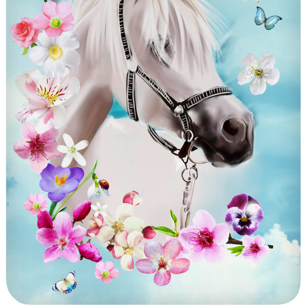 bettwaesche pferd blumen blueten