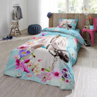 bettwaesche pferd blumen blueten