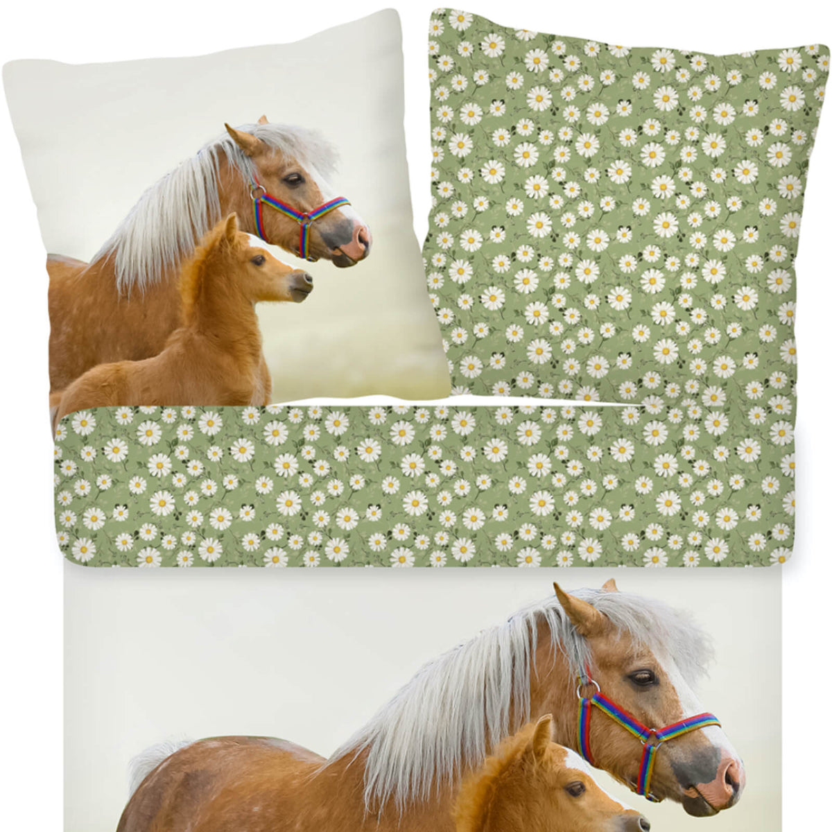 bettwaesche pferd baby blumen baumwolle renforcé