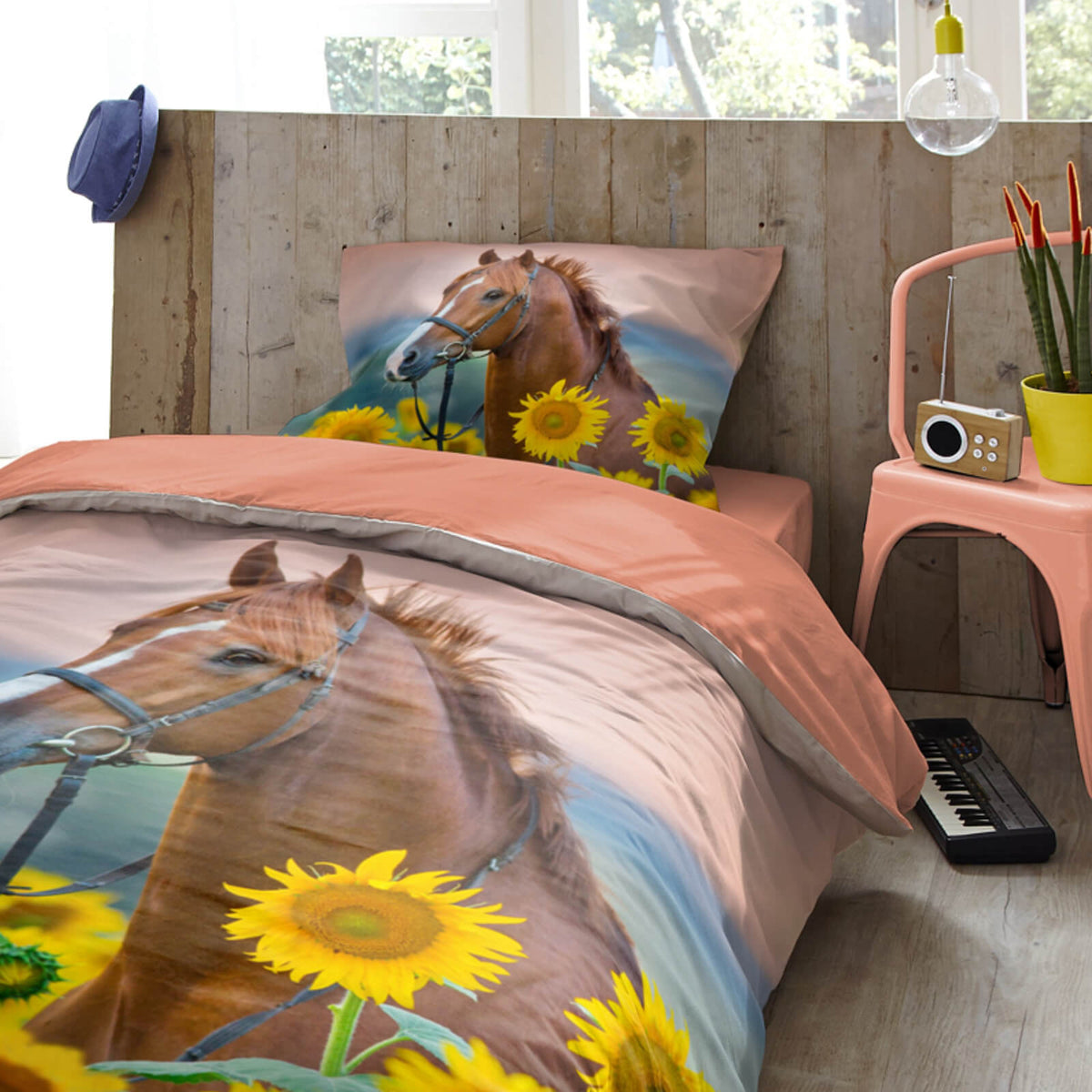 bettwaesche bettgarnitur pferd sonnenblumen espico