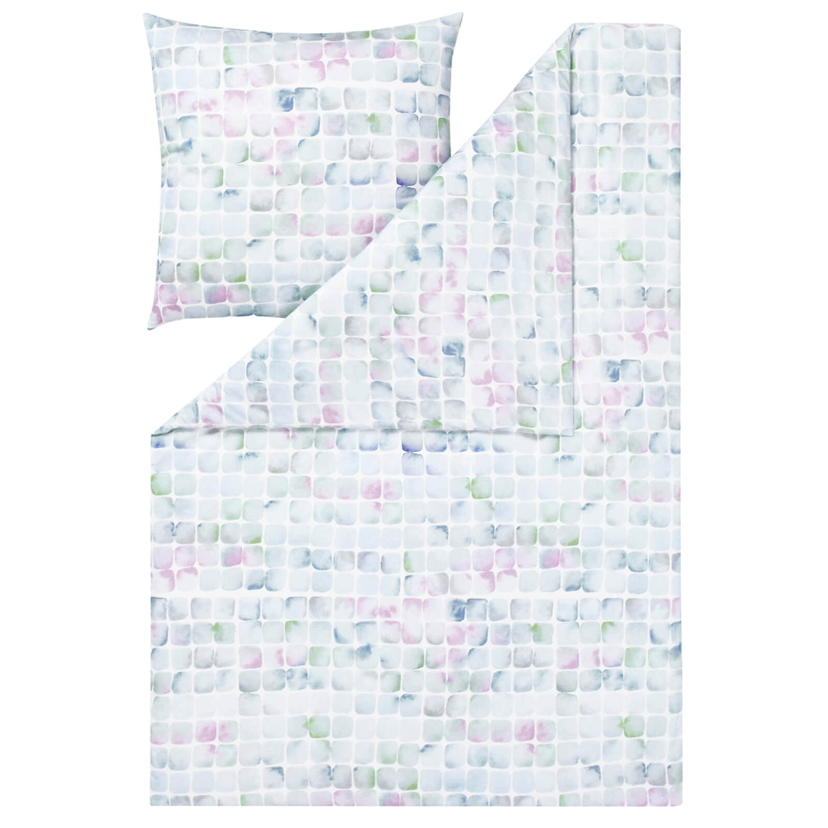 bettwaesche bettgarnitur vierecke gruen blau rosa 