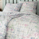 bettwaesche bettgarnitur vierecke gruen blau rosa 