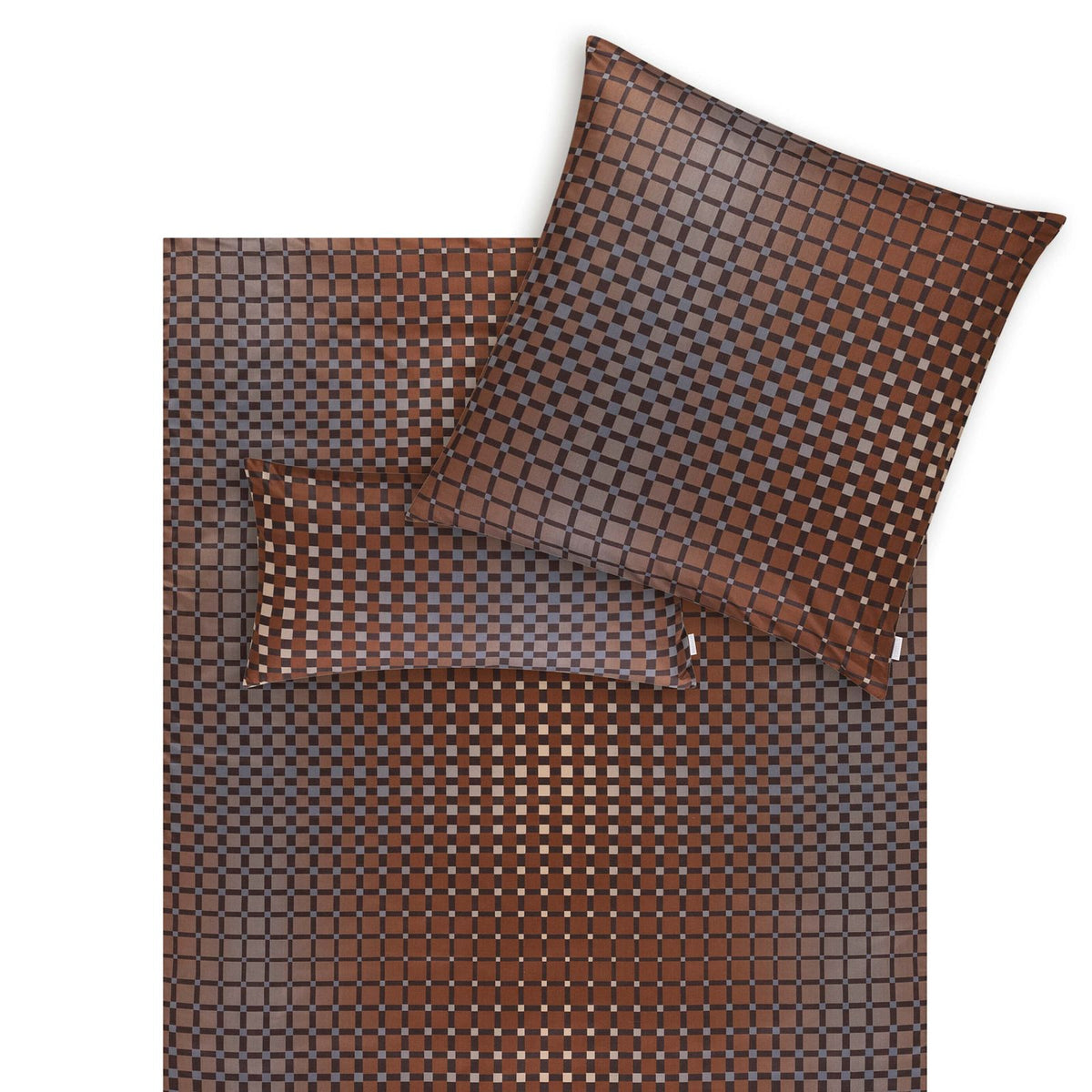 bettwaesche bettgarnitur vierecke geometrisch braun