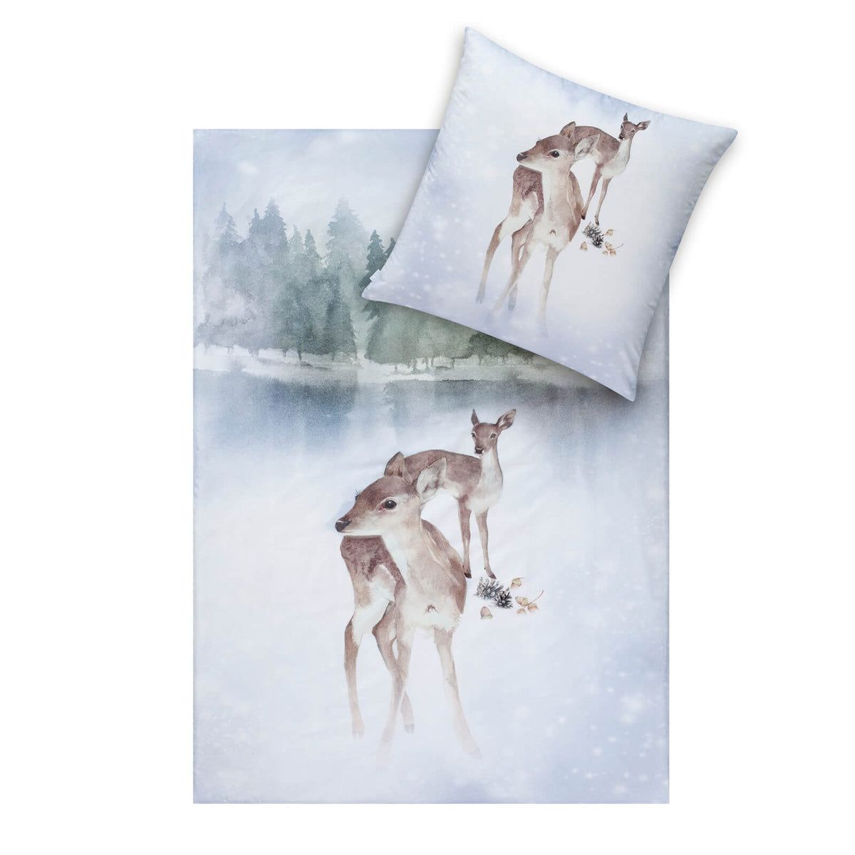 bettwaesche bettgarnitur schnee aquarell weiß