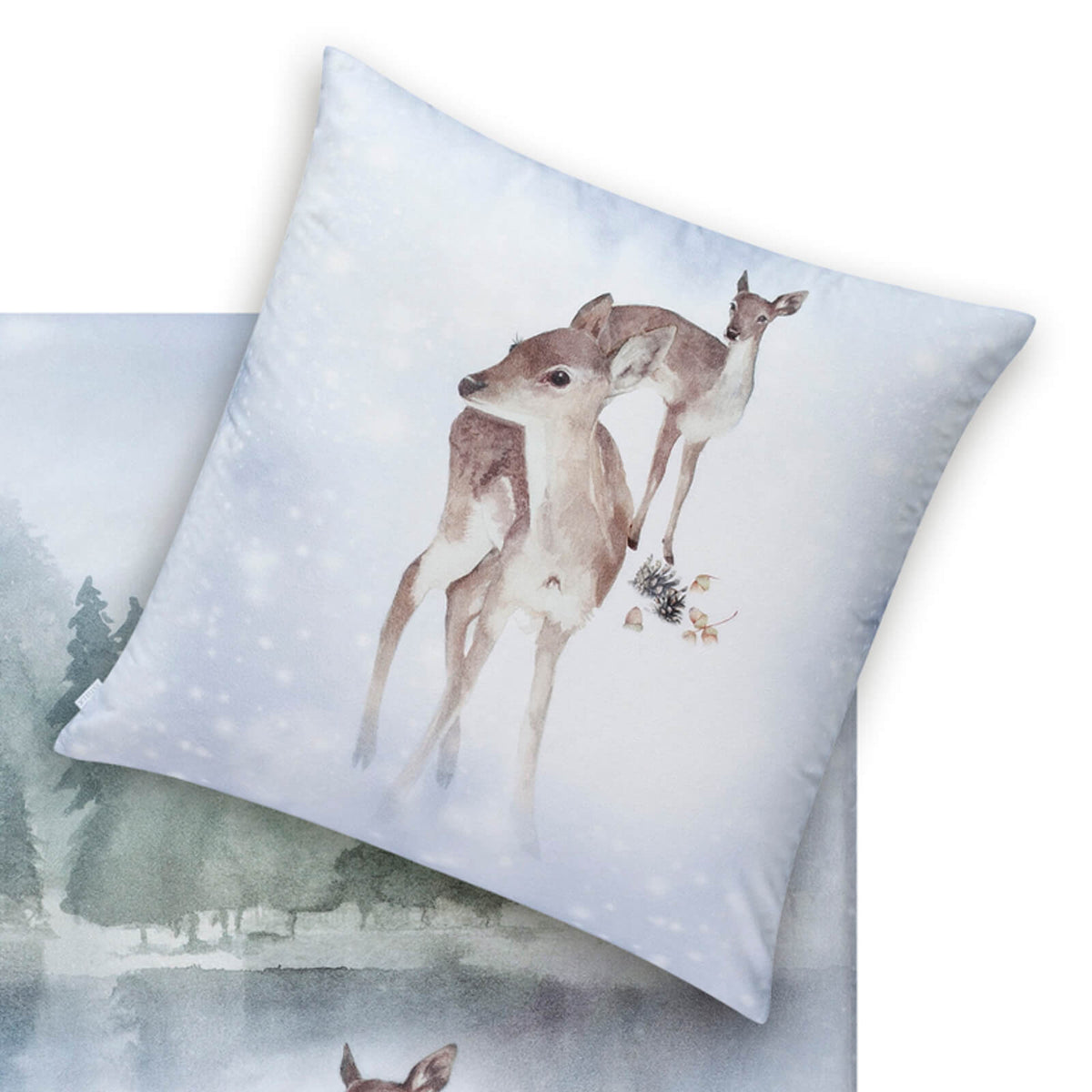 bettwaesche bettgarnitur schnee aquarell weiß