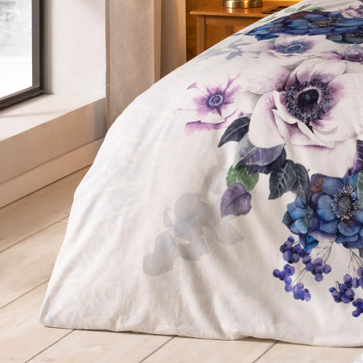 bettwaesche bluete floral lila eis winter