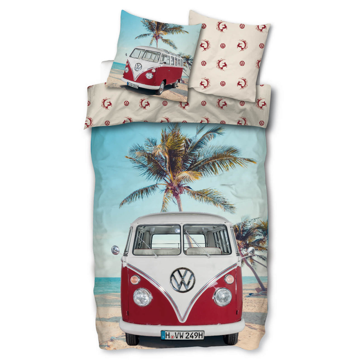 bettwäsche bettgarnitur auto vw t1 strand 