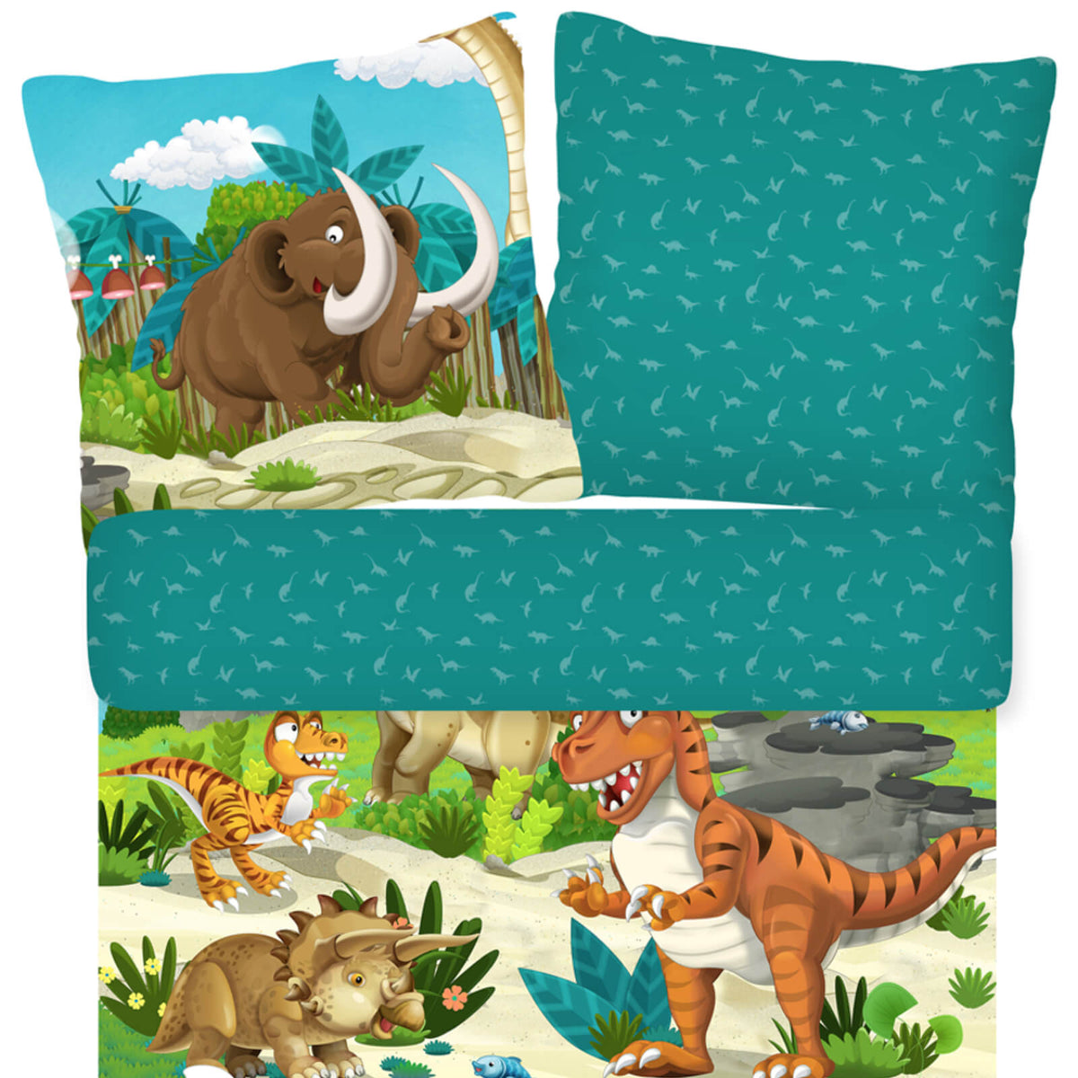 bettwaesche kinder dinosaurier mammut urzeit trex
