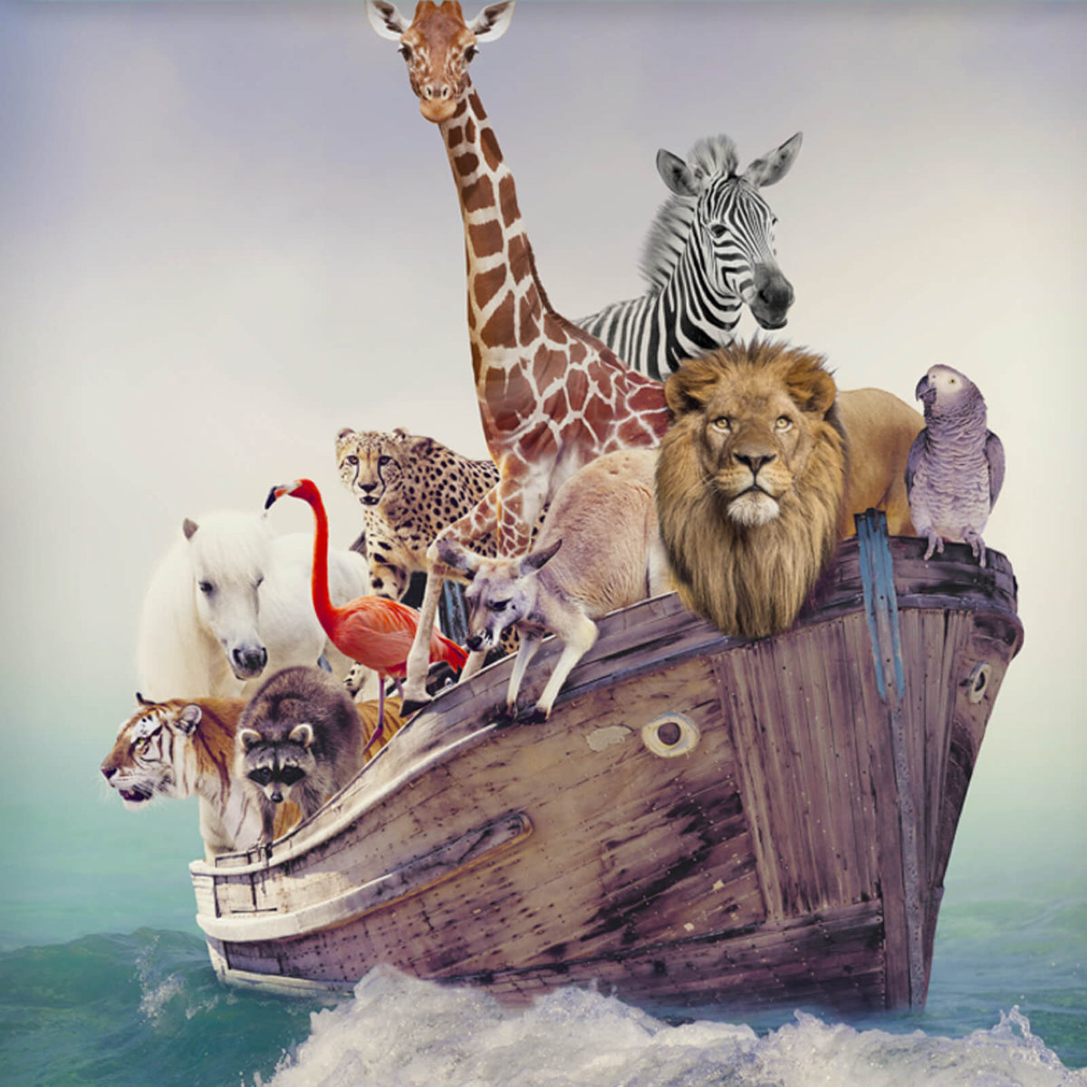 bettwaesche tiere arche noah giraffe loewe espico