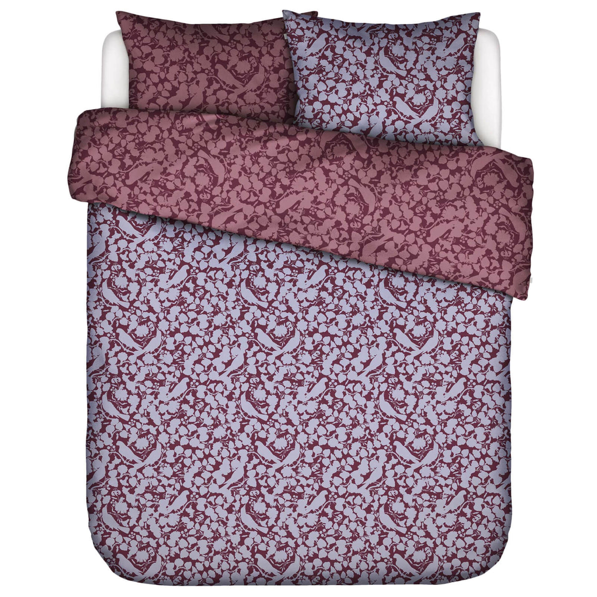 bettwaesche bettgarnitur voegel floral purple