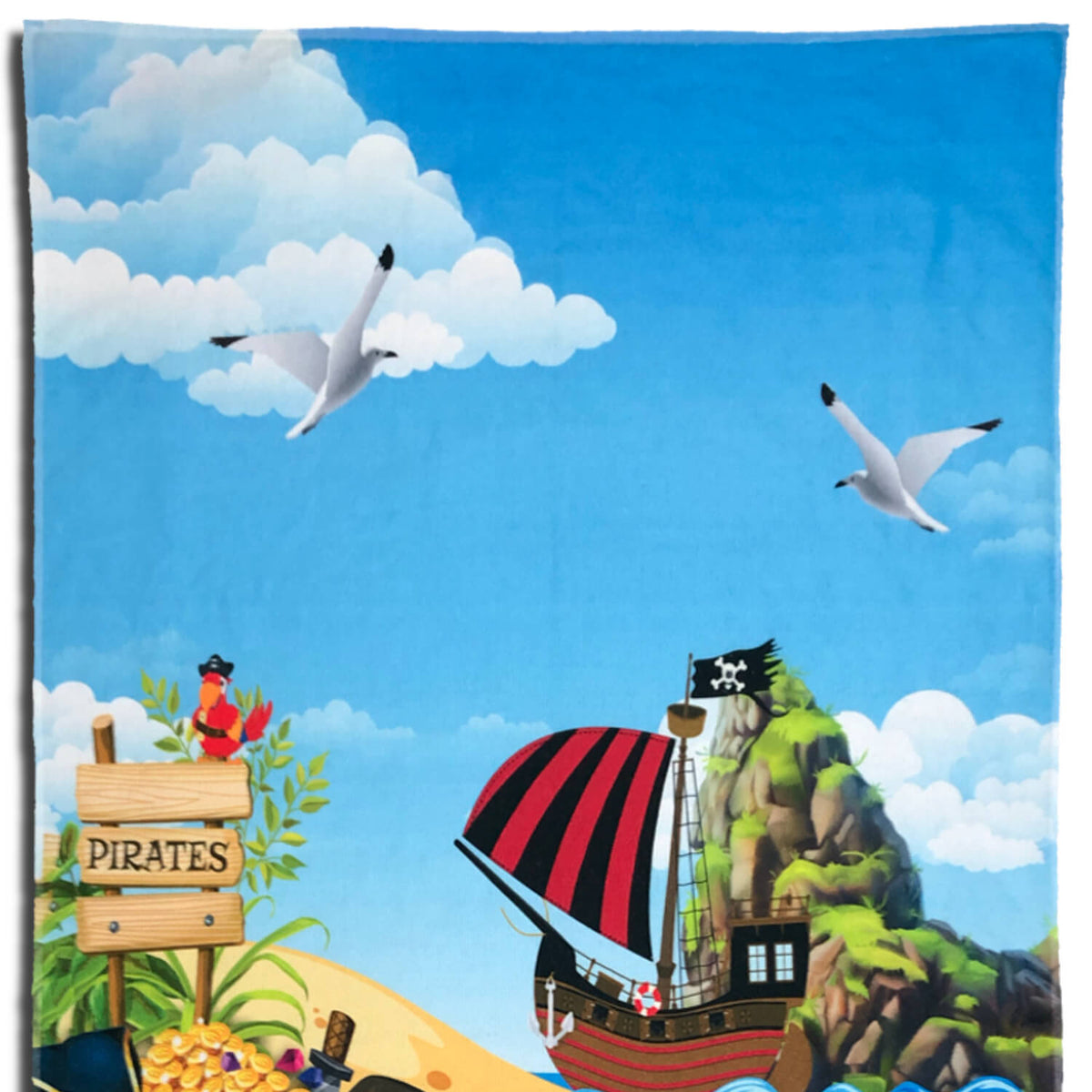 strandlaken pirat 75 x 150 cm schiff sonne meer badetuch