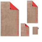 frottiertuecher beige rot baumwolle