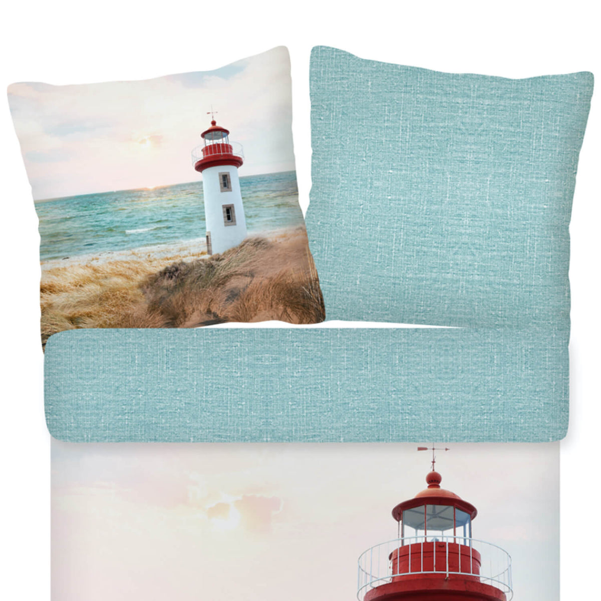 bettwaesche lighthouse meer blau baumwolle renforcé