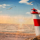 leuchtturm strand bettwaesche sonnenuntergang 