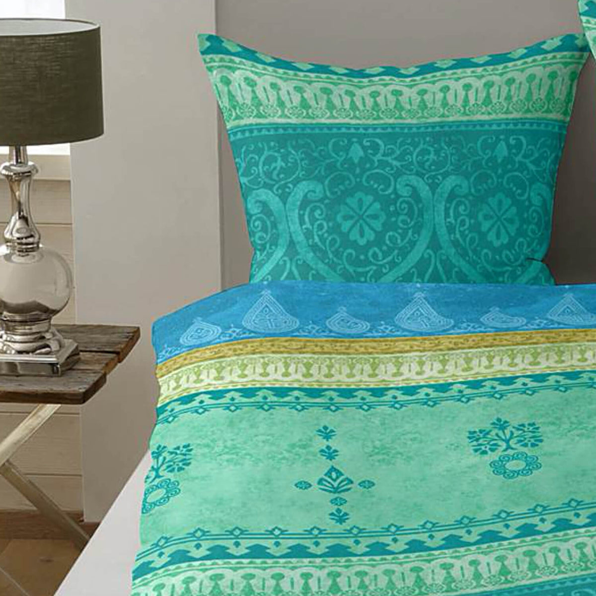 bettwaesche ornamente paisley gruen indi tuerkis