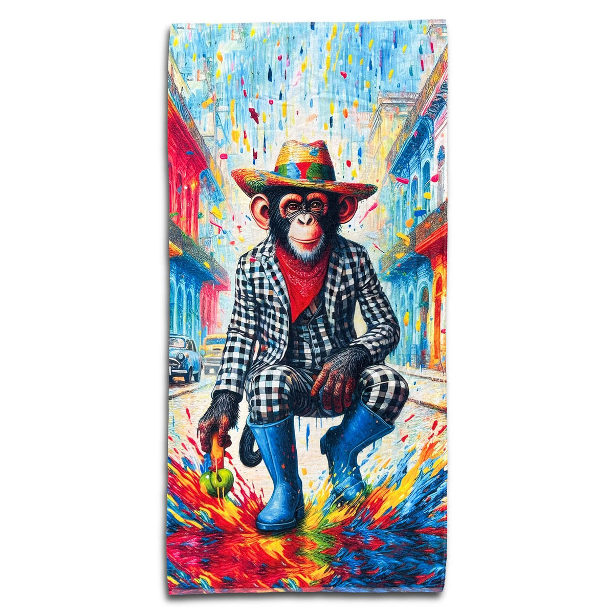 strandlaken badetuch cuba affe cowboy kopfhoerer