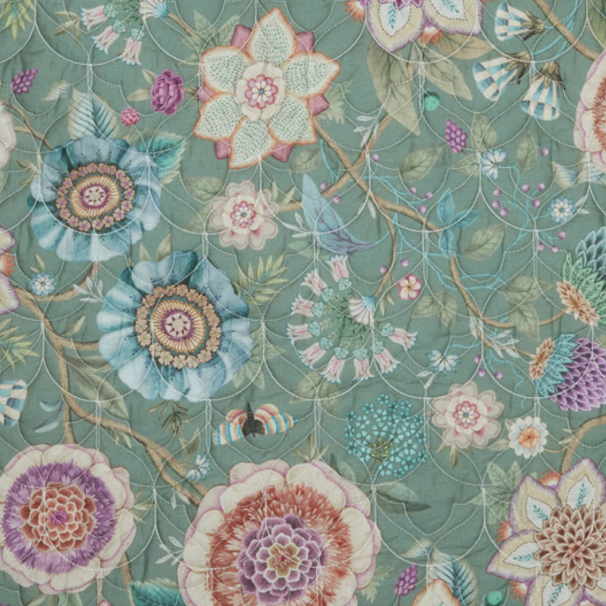 tagesdecke floral blueten gemustert perkal