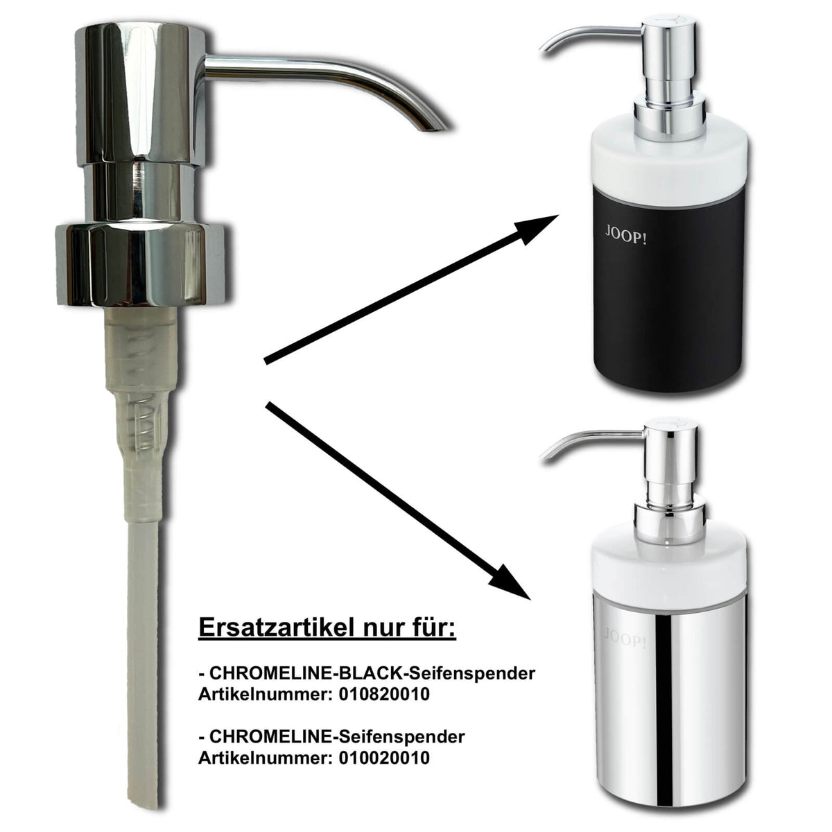 uerbersicht joop ersatzpumpenkopf chromeline bad accessoire 